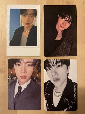 Set of four OFFICIAL Jin of BTS photocards - Kim Seokjin